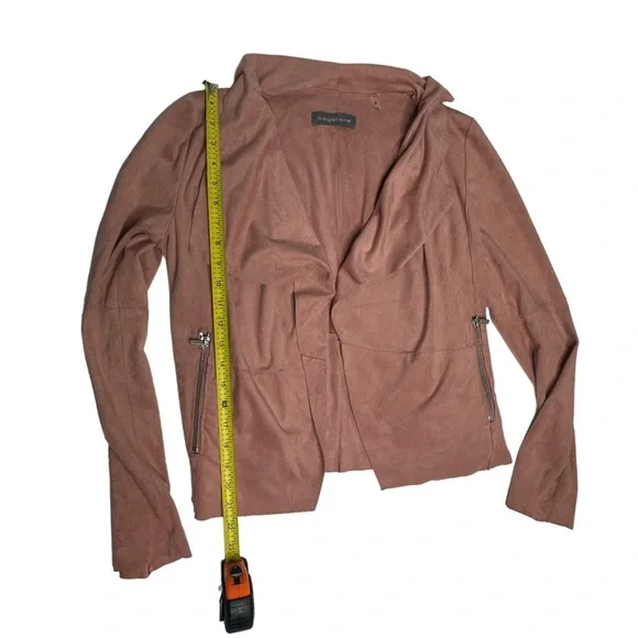 Like New Bagatelle Faux Suede Dusty Rose Draped Front Jacket s - Picture 6 of 11